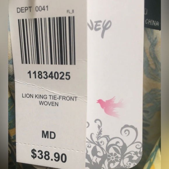 NEW Disney The Lion King Tie Front Woven Top Women’s Size MD Medium Jungle - Picture 10 of 10